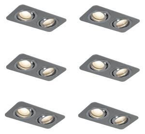 Set di 6 faretti da incasso arrotondati color canna di fucile GU10 50mm regolabili IP44 2 luci - Alberto