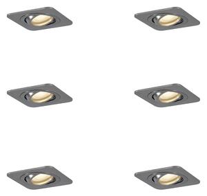 Set di 6 faretti da incasso arrotondati color canna di fucile GU10 50mm regolabili IP44 - Alberto