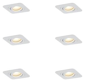 Set di 6 faretti da incasso arrotondati bianchi GU10 50mm orientabili e inclinabili IP44 - Alberto