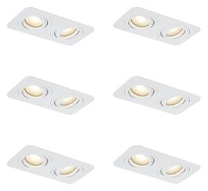 Set di 6 faretti da incasso arrotondati bianchi GU10 50mm orientabili e inclinabili IP44 2-luci - Alberto