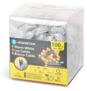 Aigostar - Catena LED natalizia da esterno 100xLED/8 funzioni 13m IP44 bianco caldo
