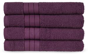 Set di 4 asciugamani in spugna di cotone bordeaux 50x100 cm - Good Morning