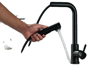 Miscelatore da cucina, con funzione spray estraibile, rotazione a 360°, colore nero