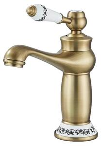 Miscelatore per lavabo, struttura in ottone, valvola in Vetroceramica, ottone anticato, attacco G1/2, acciaio inossidabile