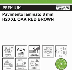 Pavimento laminato passaggio importante Oak redbrown marrone Sp 8mm