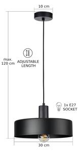 Lampadario a sospensione con cavo ARCANE 1xE27/60W/230V nero
