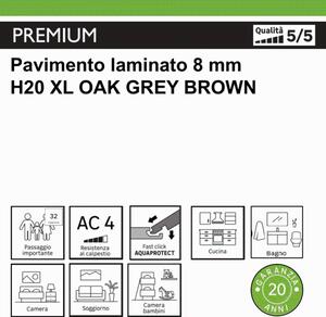 Pavimento laminato passaggio importante Oak grey brown marrone Sp 8mm
