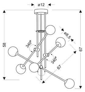 Lampadario su palo PAKSOS 6xG9/5W/230V nero