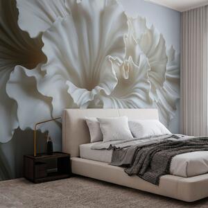 Carta da parati delicati petali bianchi con intricati bordi ondulati, Carta da parati 3D, Carta da parati Fiori 3D, w03620 : Uwalls.it