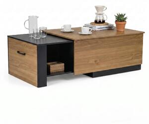 KOMFOTTEU Tavolino da divano estendibile, moderno tavolino da soggiorno in legno con vano segreto nascosto e piano scorrevole, tavolino da caffè bicolore per soggiorno, studio e sala d'attesa