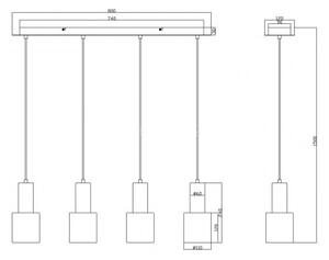 Trio - Lampadario su corda WAILER 4xGU10/5W/230V grigio