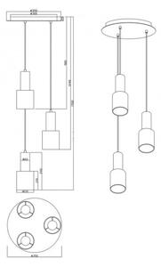 Trio - Lampadario su corda WAILER 3xGU10/5W/230V grigio