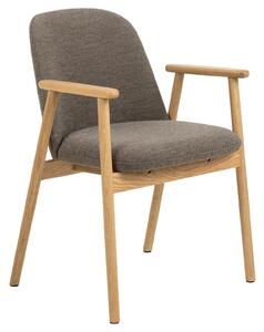 RODERIC Marrone Taupe (tessuto Monza 40)/ telaio in rovere oliato - SEDIA IN LEGNO BOUCLÉ PER SALA DA PRANZO CUCINA RETRO