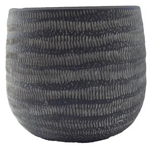 Portavaso Etiopia in ceramica colore grigio scuro H 18 cm, Ø 20 cm
