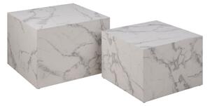 Set di tavolini bianchi effetto marmo 2 pz 58x58 cm Dice - Actona