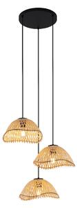 Lampada a sospensione Bohemian Chic nera con bambù 3 luci - Lily