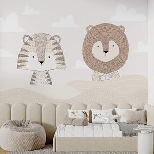 Carta da parati Una tigre con un leone, Carta da parati per Bambini, w03377 : Uwalls.it