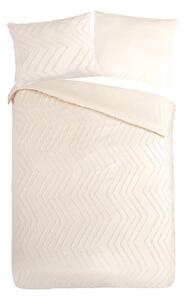 Set lenzuola letto una piazza e mezza in microfibra crema 140x220 cm Pure Zigzag - Good Morning