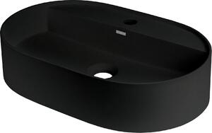 Granite countertop washbasin with a faucet island - oval
