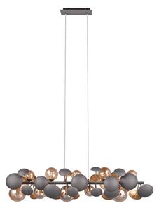 Lampada a sospensione con paralume in vetro grigio-oro Bubble - Trio Select