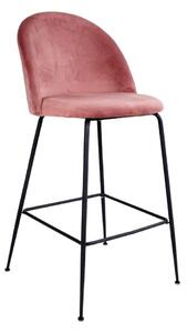 Set di 2 sedie da bar rivestite in velluto rosa con gambe nere Lausanne - House Nordic