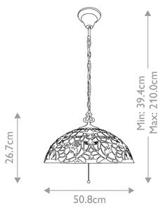 Elstead QZ-KAMI-P - Lampadario a catena Tiffany KAMI 3xE27/60W/230V
