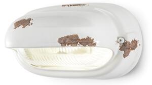 Applique da esterno in materiale Ceramico LINEA BRINDISI 24x13,5x h 11 cm peso 1,5 kg - Attacco Lampada E 27 interno esterno, con vetri vintage bianco