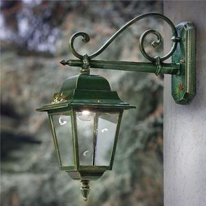 Applique da esterno in materiale Ceramico 21,5x21,5x h 55 cm peso 2,8 kg - Attacco Lampada E 27 interno esterno, con vetri e impianto colore verde sfumato oro