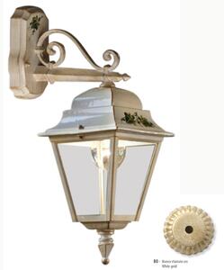 Applique da esterno in materiale Ceramico BIG 21,5x21,5x h 55 cm peso 2,5 kg - Attacco Lampada E 27 interno esterno, con vetri Bianco Sfumato Oro