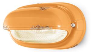 Applique da esterno in materiale Ceramico LINEA BRINDISI 24x13,5x h 11 cm peso 1,5 kg - Attacco Lampada E 27 interno esterno, con vetri vintage Giallo