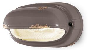 Applique da esterno in materiale Ceramico LINEA BRINDISI 24x13,5x h 11 cm peso 1,5 kg - Attacco Lampada E27 interno esterno, con vetri vintage Grigio