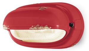 Applique da esterno in materiale Ceramico LINEA BRINDISI 24x13,5x h 11 cm peso 1,5 kg - Attacco Lampada E27 interno esterno, con vetri vintage Rosso