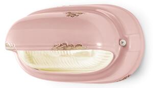 Applique da esterno in materiale Ceramico LINEA BRINDISI 24x13,5x h 11 cm peso 1,5 kg - Attacco Lampada E27 interno esterno, con vetri vintage Rosa