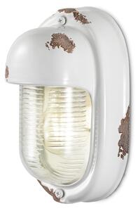 Applique da esterno in materiale Ceramico LINEA BRINDISI Dimensioni 13,5x11x h 24 cm peso 1,5 kg - Attacco Lampada E 27 interno esterno, con vetri vintage bianco
