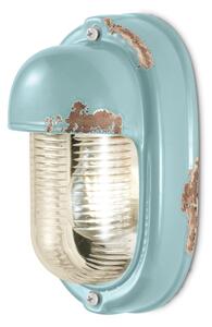 Applique da esterno in materiale Ceramico LINEA BRINDISI Dimensioni 13,5x11x h 24 cm peso 1,5 kg - Attacco Lampada E 27 interno esterno, con vetri vintage LIGHT BLUE