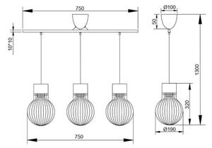 Reality - Lampadario a sospensione con filo DAVE 3xE27/40W/230V