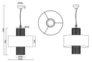 Reality - Lampadario a sospensione con filo KING 3xE14/28W/230V argento