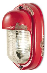 Applique da esterno in materiale Ceramico LINEA BRINDISI Dimensioni 13,5x11x h 24 cm peso 1,5 kg - Attacco Lampada E 27 interno esterno, con vetri vintage ROSSO