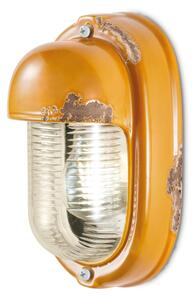 Applique da esterno in materiale Ceramico LINEA BRINDISI Dimensioni 13,5x11x h 24 cm peso 1,5 kg - Attacco Lampada E 27 interno esterno, con vetri vintage Giallo