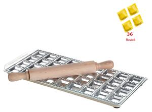 Stampo per Ravioli con 36 Fori e Mattarello 30x14x h 12,5cm Acciaio Inossidabile 36 RAVIOLI Classici