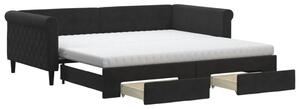 VidaXL Letto da giorno allungabile con cassetti nero 100x200 cm in velluto