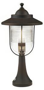 Struttura in pressofusione di alluminio PORTO DA CANCELLO E27 Dimensione 13x25x h 51 cm Diffusore in termoplastico trasparente colore RUGGINE