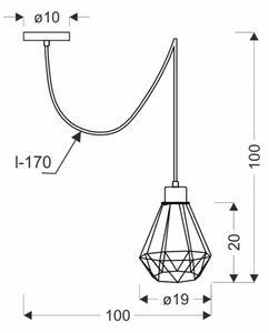 Lampadario a sospensione con filo PRIMO 1xE27/60W/230V ragno