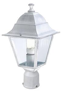 Testa-palo in pressofusione di alluminio OLD TESTAPALO D.60 PICCOLO E27 Dimensione 6x18x h 38 cm Diffusori in vetro trasparente colore BIANCOARGENTO
