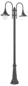 Struttura in pressofusione di alluminio LAMPARA PALO ALTO DUE LUCI E27 Dimensioni 26x83x h 230 cm Diffusori in termoplastico trasparente colore NERO