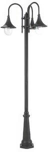 Struttura in pressofusione di alluminio LAMPARA PALO ALTO TRE LUCI E27 Dimensioni 26x73x h 230 cm Diffusori in termoplastico trasparente colore NERO