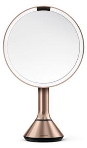 Simplehuman Specchio d'ingrandimento a sensore con luminosità in acciaio inox oro rosa