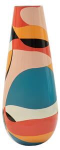 Vaso da terra in resina dalle linee vivaci e geometriche, CONTEMPORANEO , 37x h 92 cm in Polyresin multicolor