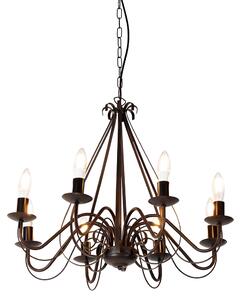 Lampadario intelligente ruggine marrone 8 luci incl. Wifi B35 - Giuseppe