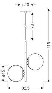 Lampadario a sospensione con filo DUO 2xE14/40W/230V oro/nero